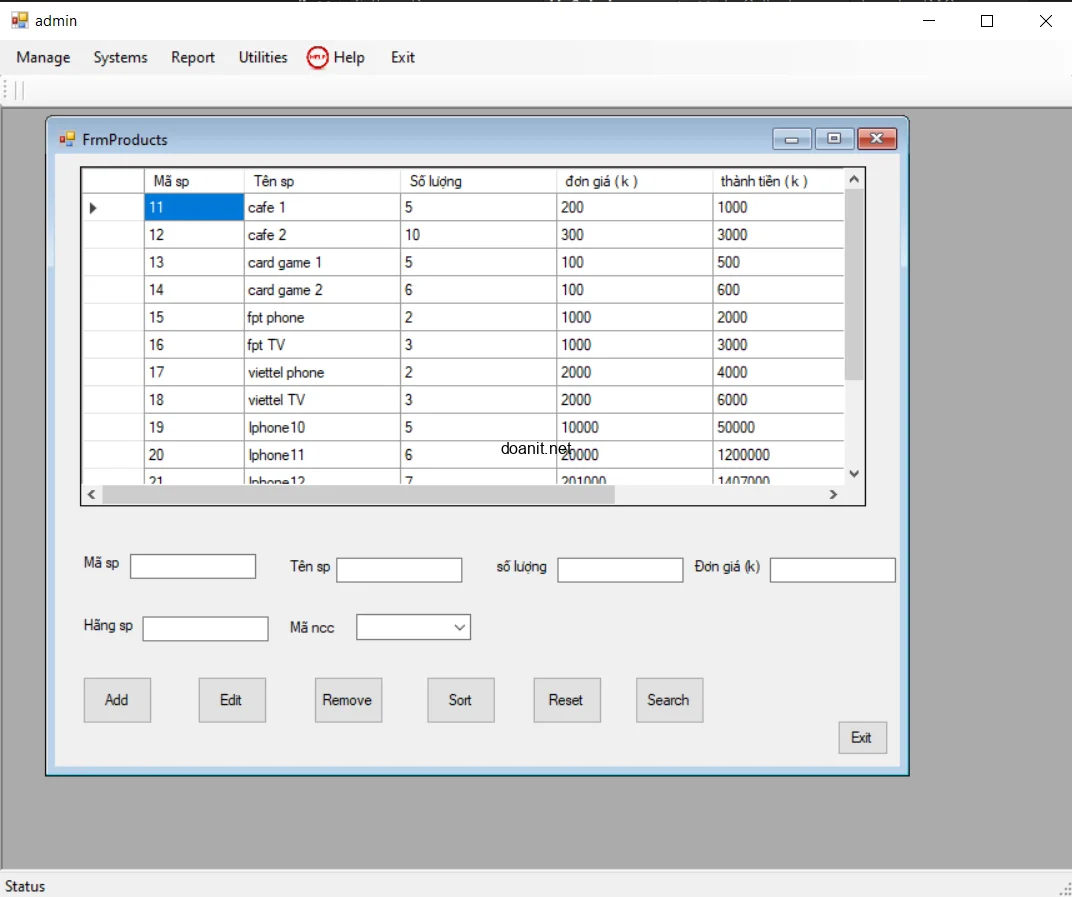 Đồ án C#: Quản Lý Sản Phẩm