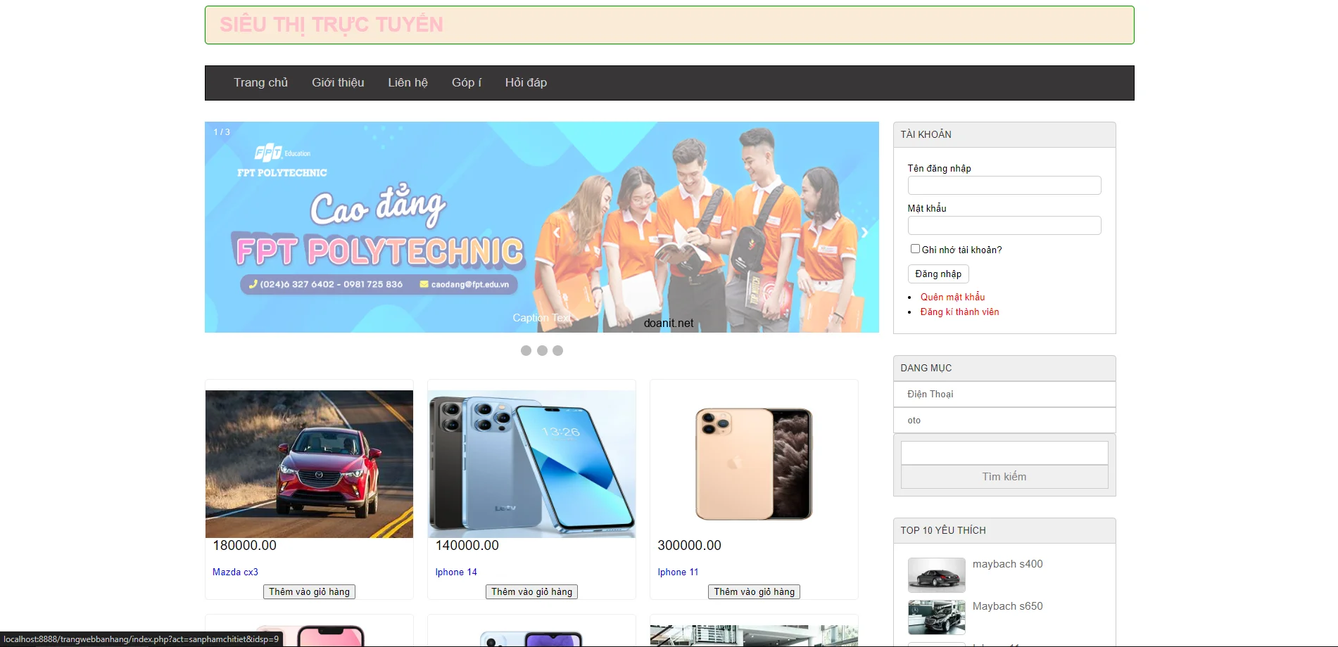 Đồ án PHP: Website siêu thị trực tuyến