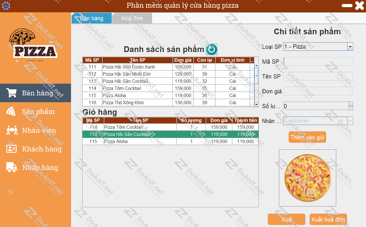 Đồ án Java Swing: Phần Mềm Quản Lý Cửa Hàng Pizza