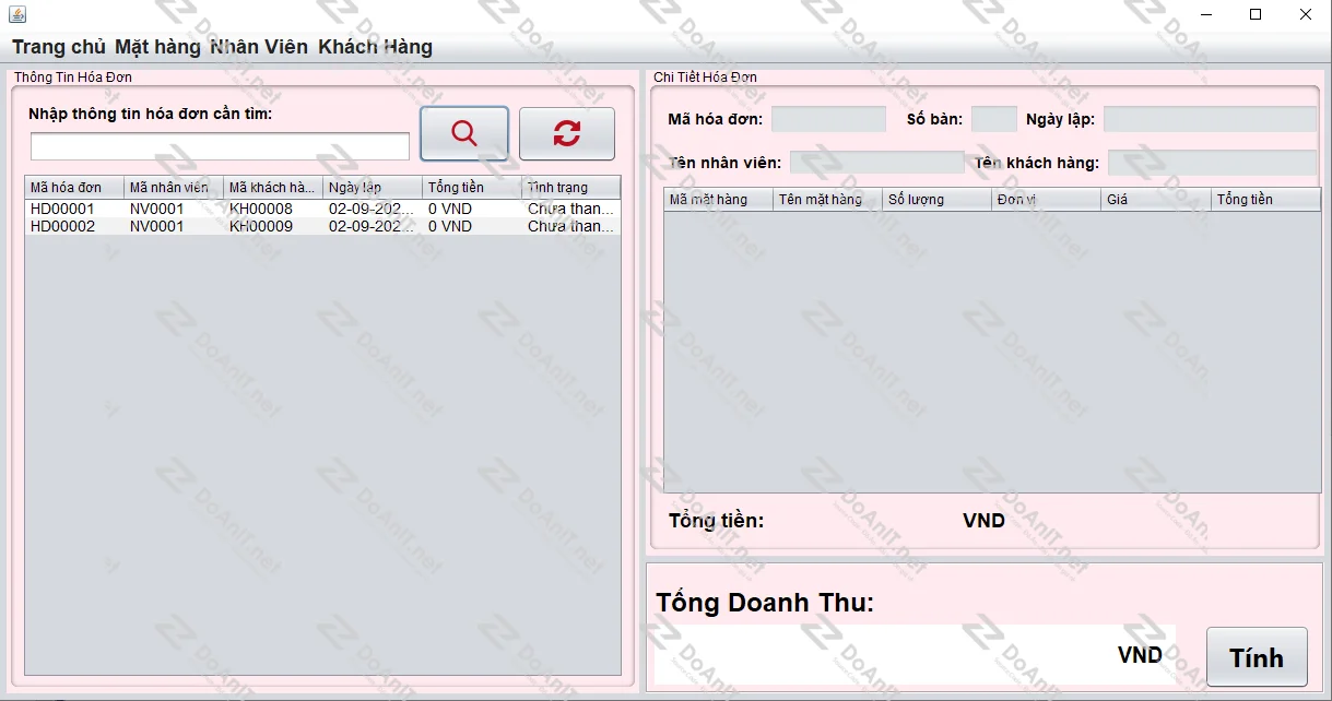 Trang quản lý khách hàng