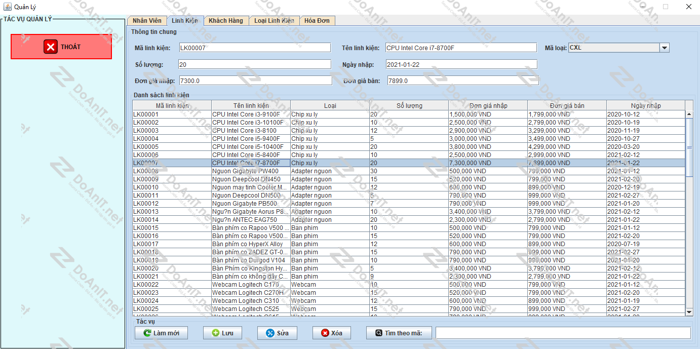 Đồ án Java Swing: Phần Mềm Quản Lý Mua Bán Linh Kiện PC