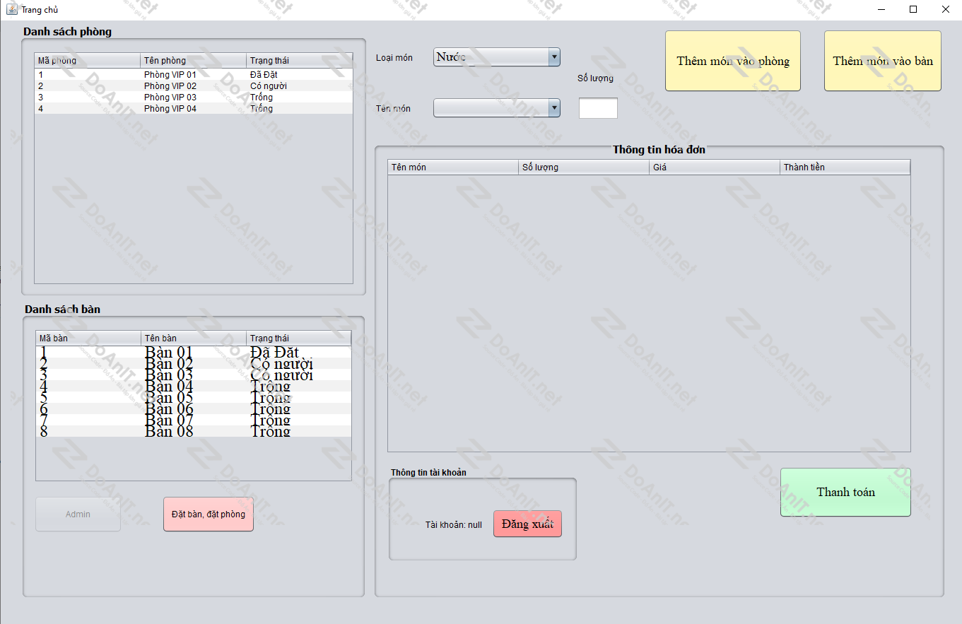 Đồ án Java Swing: Phần Mềm Quản Lý Nhà Hàng
