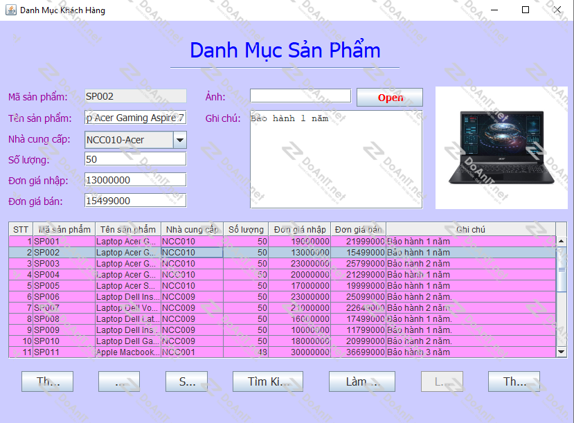 Đồ án Java Swing: Phần Mềm Quản Lý Cửa Hàng Laptop