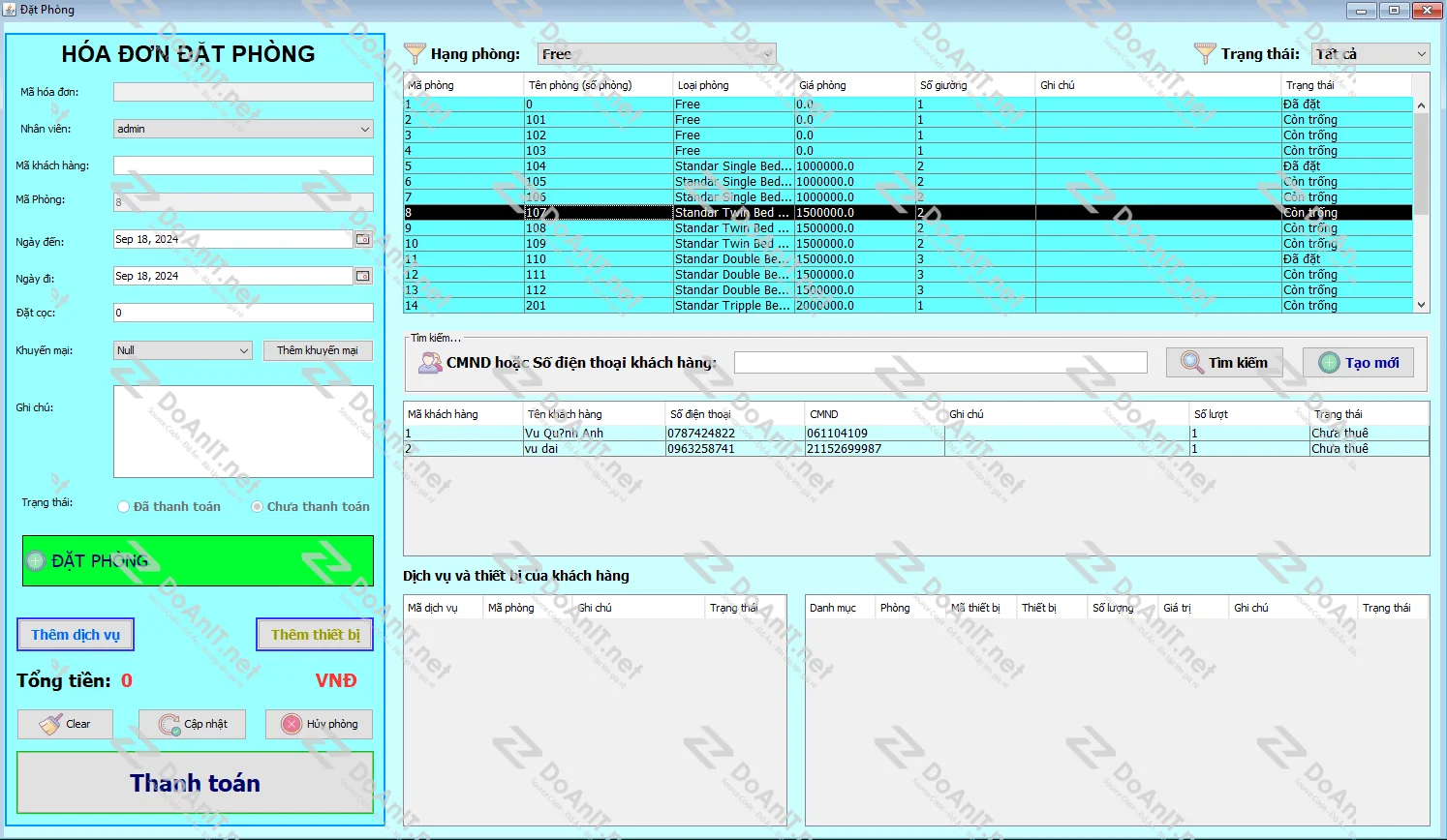 Đồ án Java Swing: Phần Mềm Quản Lý Khách Sạn