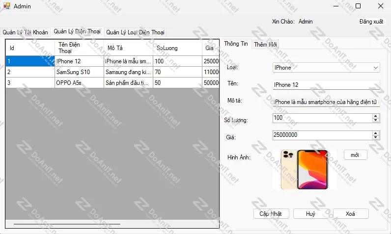 Đồ Án C# Winform: Phần Mềm Quản Lý Cửa Hàng Điện Thoại