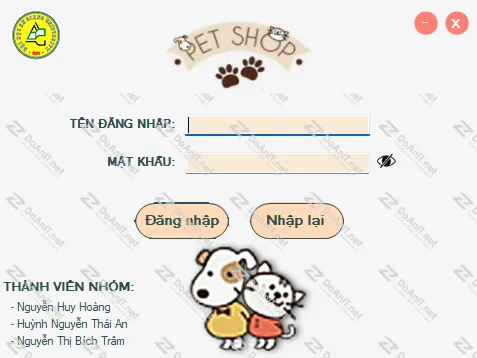 Đồ Án C# Winform: Phần Mềm Quản Lý Cửa Hàng Thú Cưng