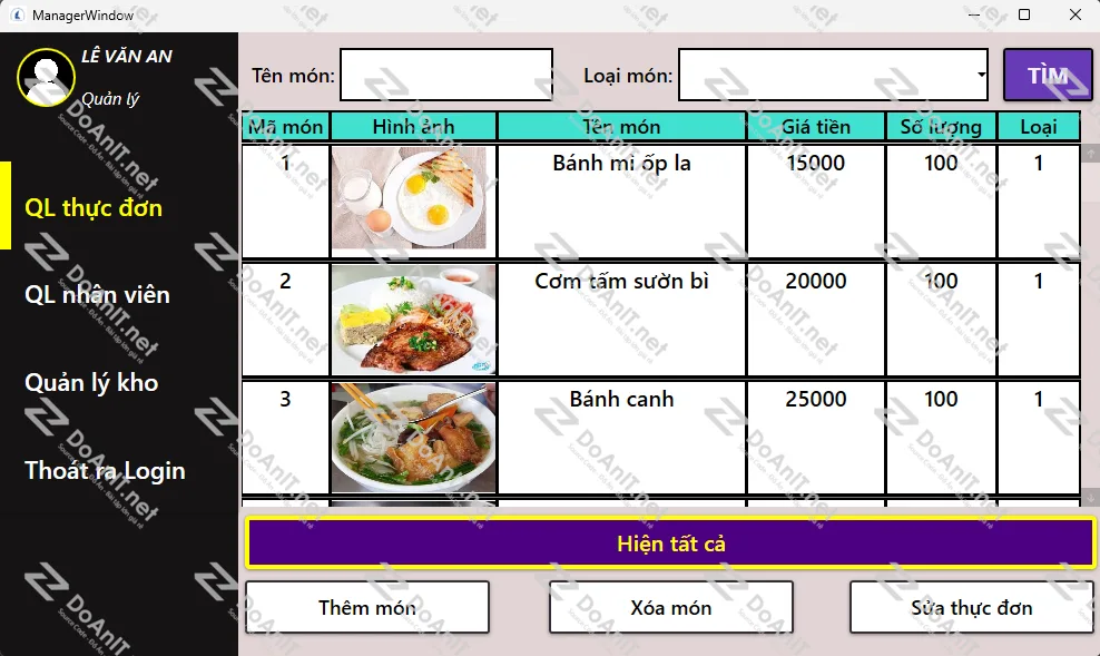 Đồ Án C# Winform: Phần Mềm Quản Lý Cantin