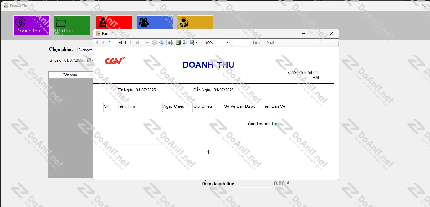 Đồ Án C# Winform: Phần Mềm Quản Lý Rạp Phim